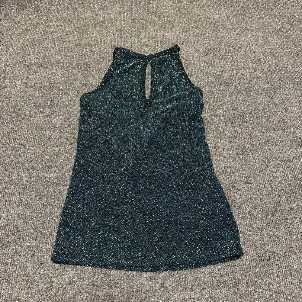 Topshop Green Glitter Halter Keyhole Neck Tank Top US 2 EUR 34 UK 6 Party Wear
